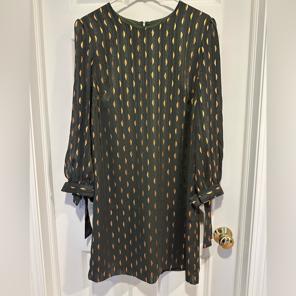 Banana Republic Green and Gold Half Moon Dress size 10